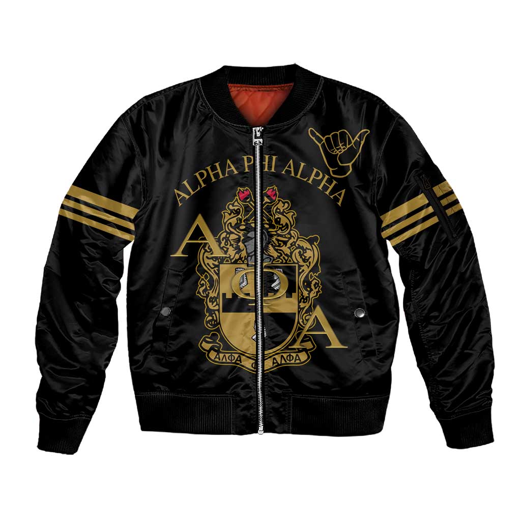 Alpha Phi Alpha Fraternity Sleeve Zip Bomber Jacket Classic APA Style