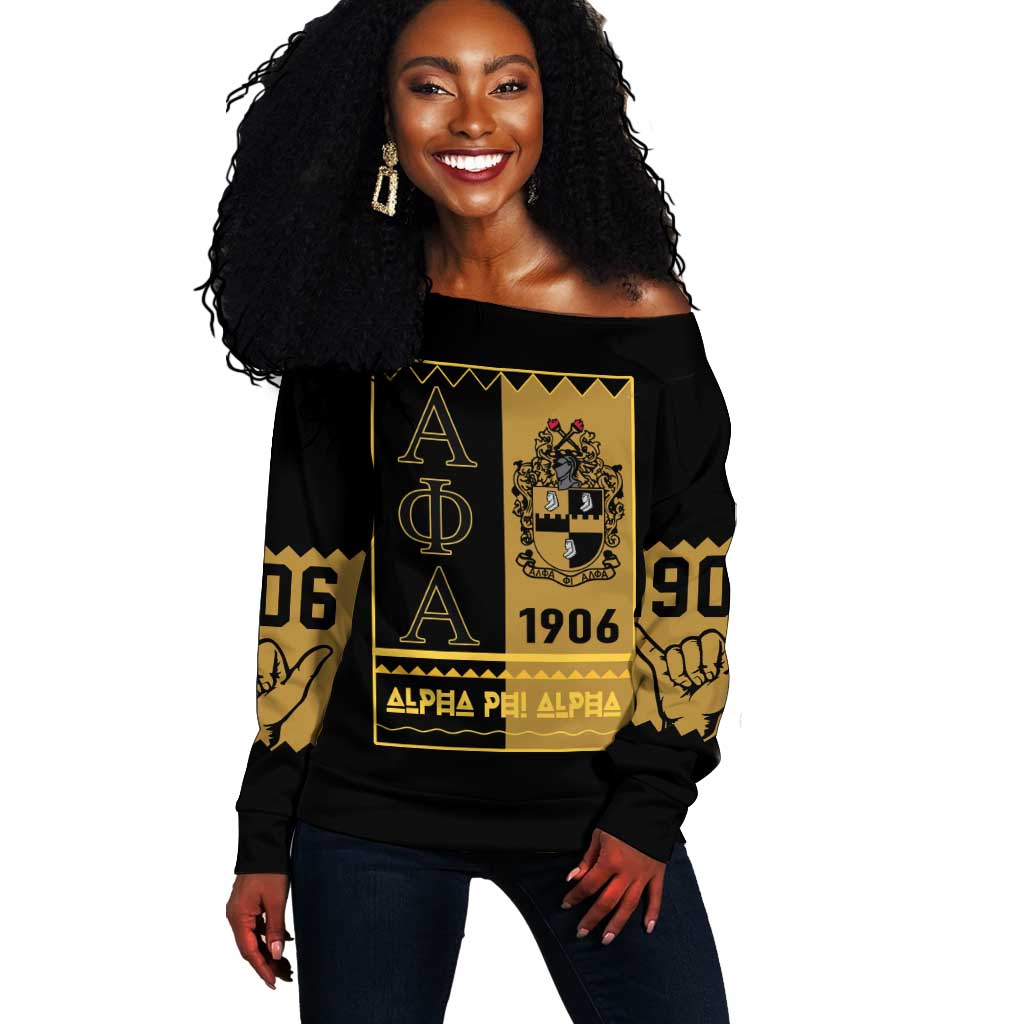 Alpha Phi Alpha Fraternity Off Shoulder Sweater Stylish Black For Members