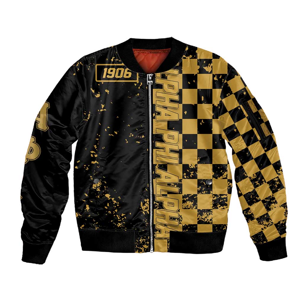Alpha Phi Alpha Fraternity Caro Style Sleeve Zip Bomber Jacket Classic College
