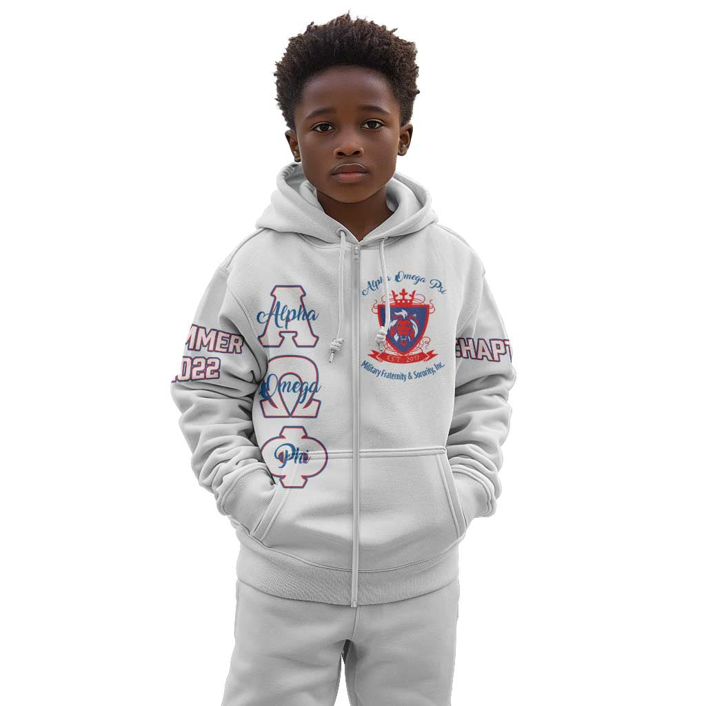 Alpha Omega Phi Custom Kid Hoodie Classic White Greek Fraternity DT01