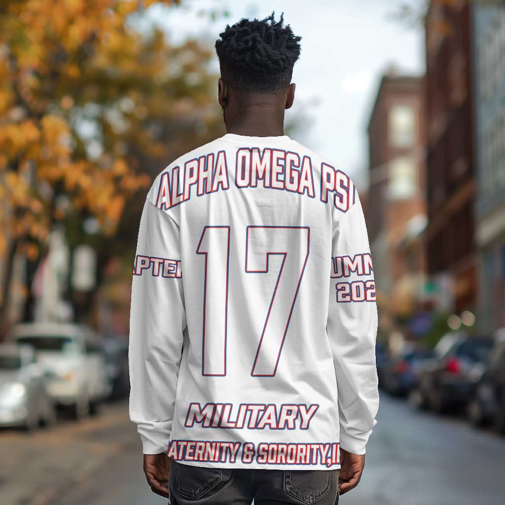 Alpha Omega Phi Custom Long Sleeve Shirt Classic White Greek Fraternity
