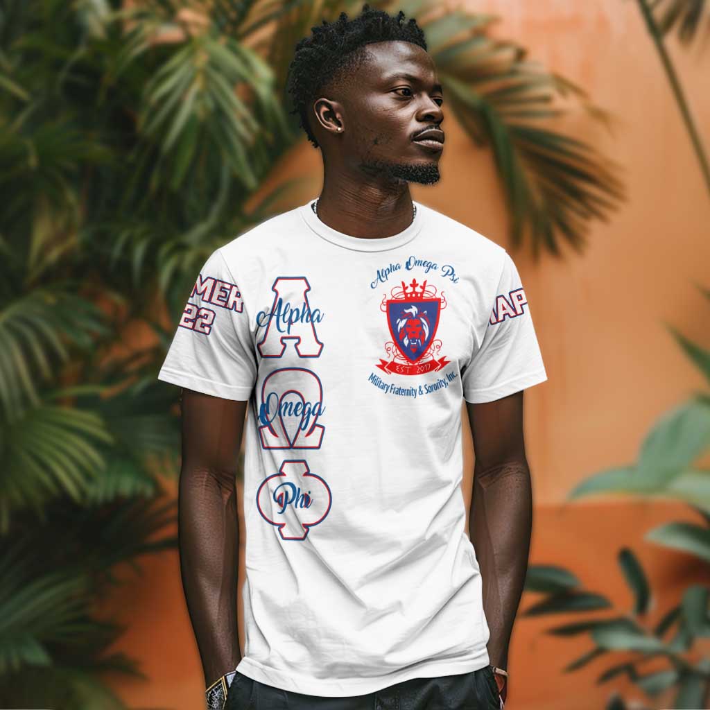 Alpha Omega Phi Custom T shirt Classic White Greek Fraternity