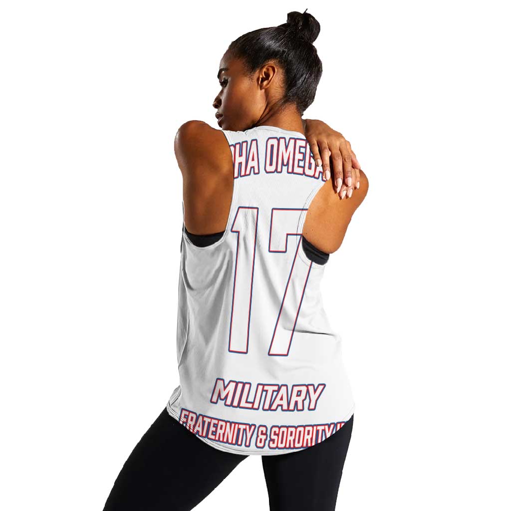 Alpha Omega Phi Custom Women Racerback Tank Classic White Greek Fraternity
