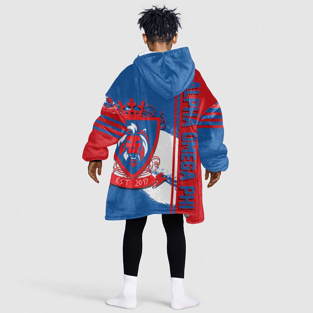 Alpha Omega Phi Kid Wearable Blanket Hoodie Stylish Greek Apparel For Members