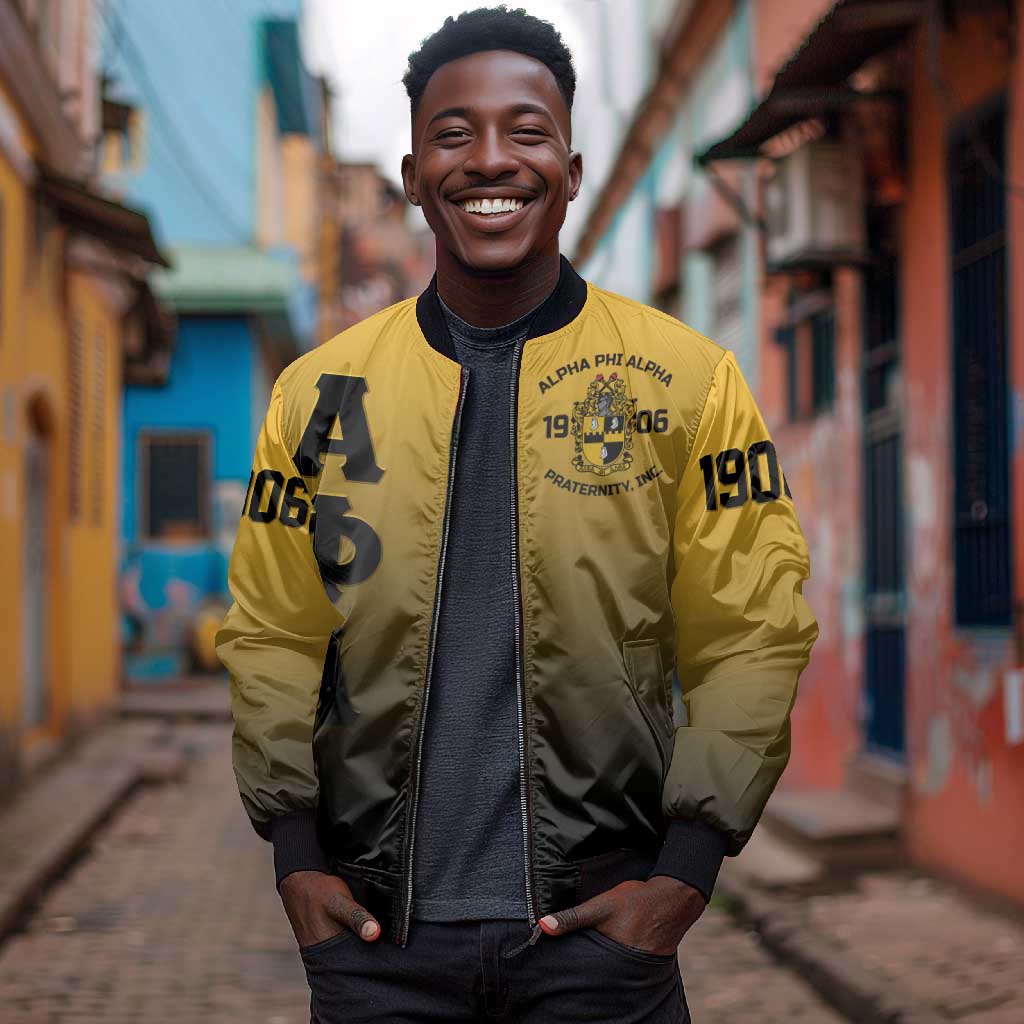 Alpha Phi Alpha Fraternity Gradient Bomber Jacket Premium Greek Letter