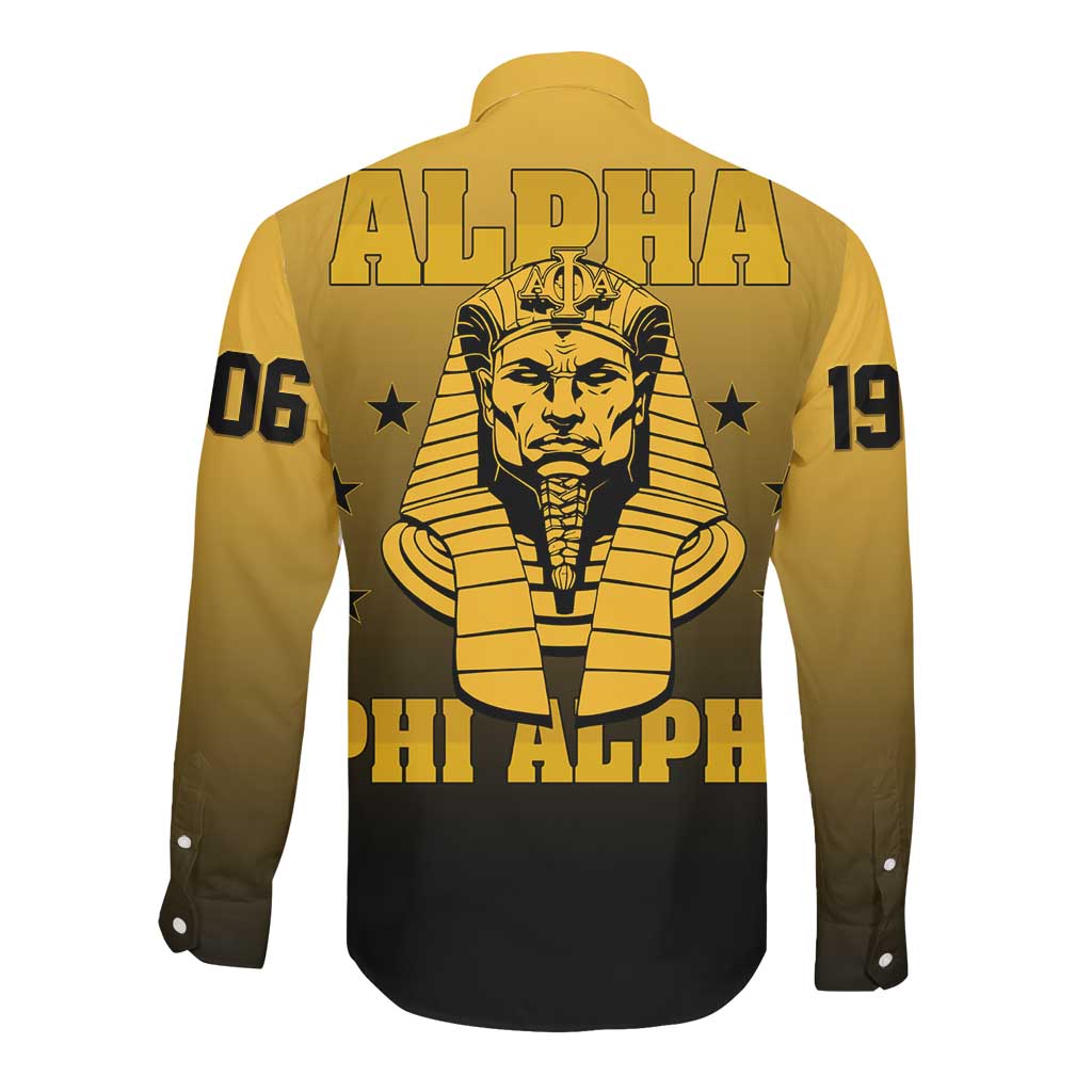 Alpha Phi Alpha Fraternity Gradient Long Sleeve Button Shirt Premium Greek Letter