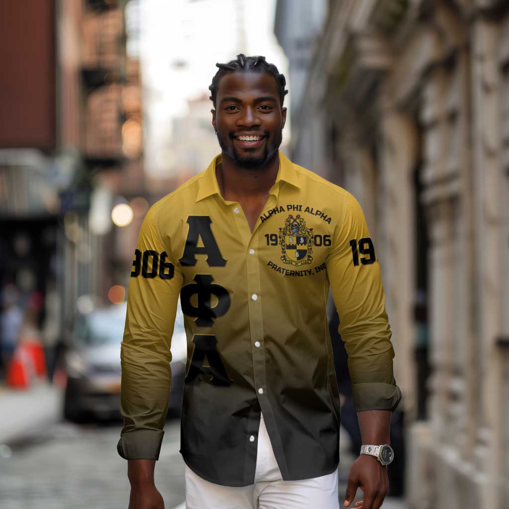 Alpha Phi Alpha Fraternity Gradient Long Sleeve Button Shirt Premium Greek Letter