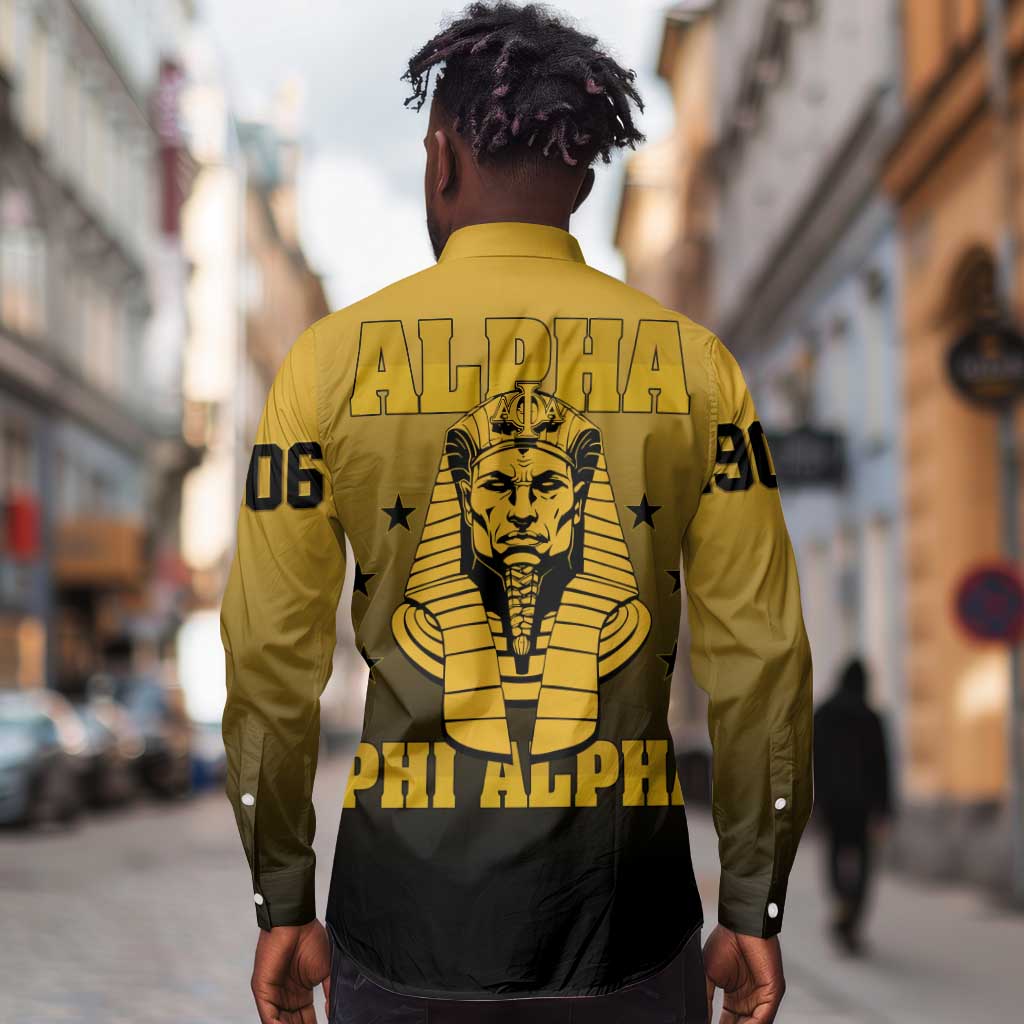 Alpha Phi Alpha Fraternity Gradient Long Sleeve Button Shirt Premium Greek Letter