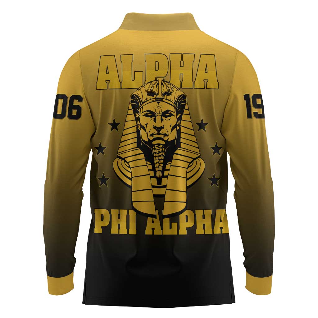 Alpha Phi Alpha Fraternity Gradient Long Sleeve Polo Shirt Premium Greek Letter