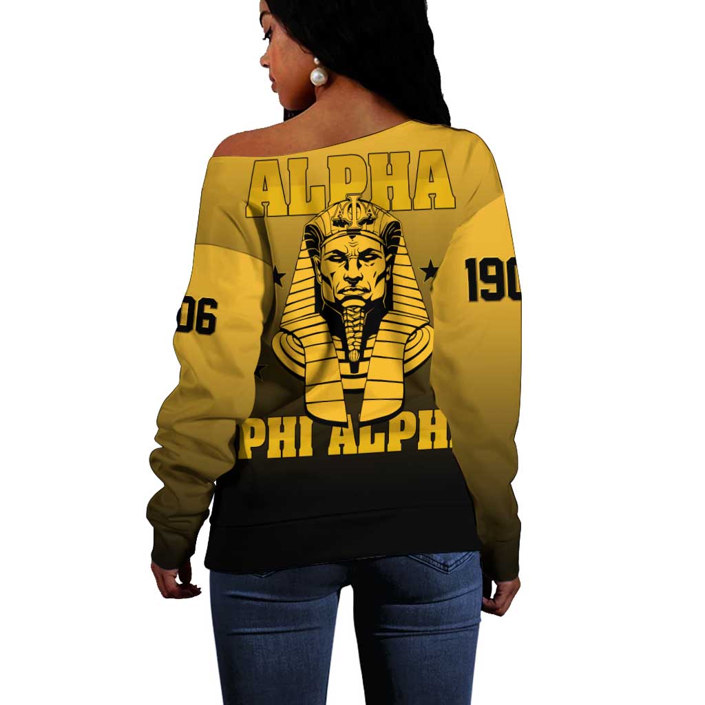 Alpha Phi Alpha Fraternity Gradient Off Shoulder Sweater Premium Greek Letter