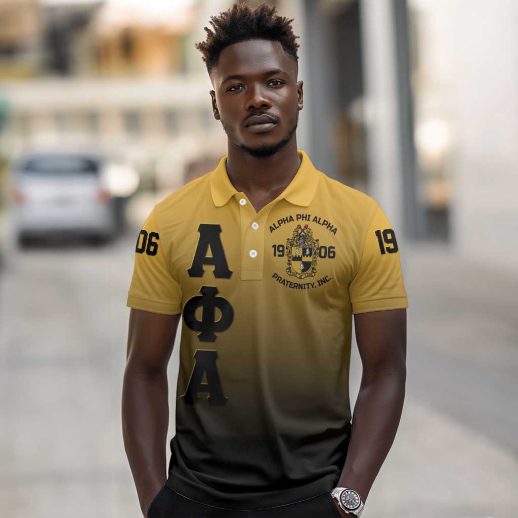 Alpha Phi Alpha Fraternity Gradient Polo Shirt Premium Greek Letter