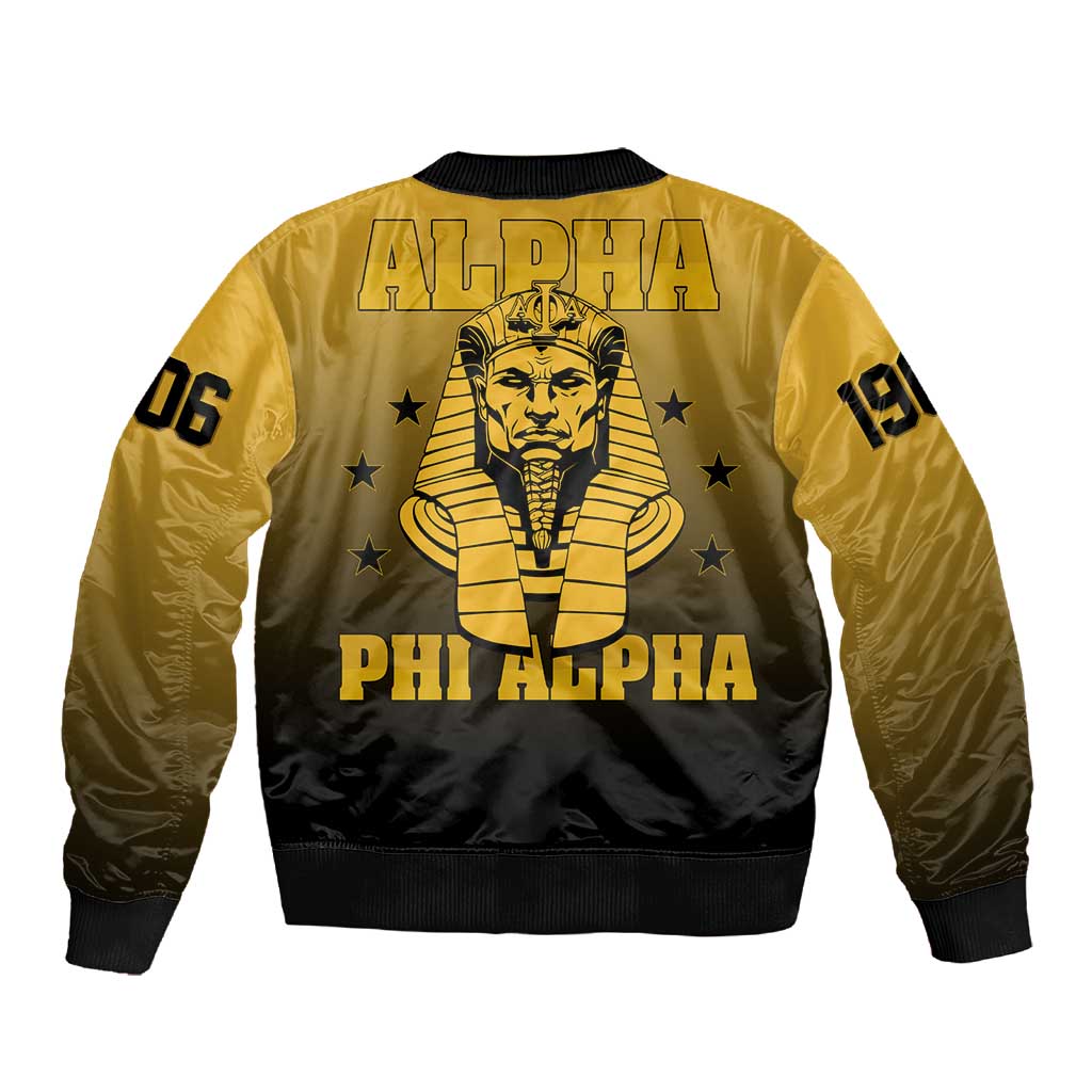 Alpha Phi Alpha Fraternity Gradient Sleeve Zip Bomber Jacket Premium Greek Letter
