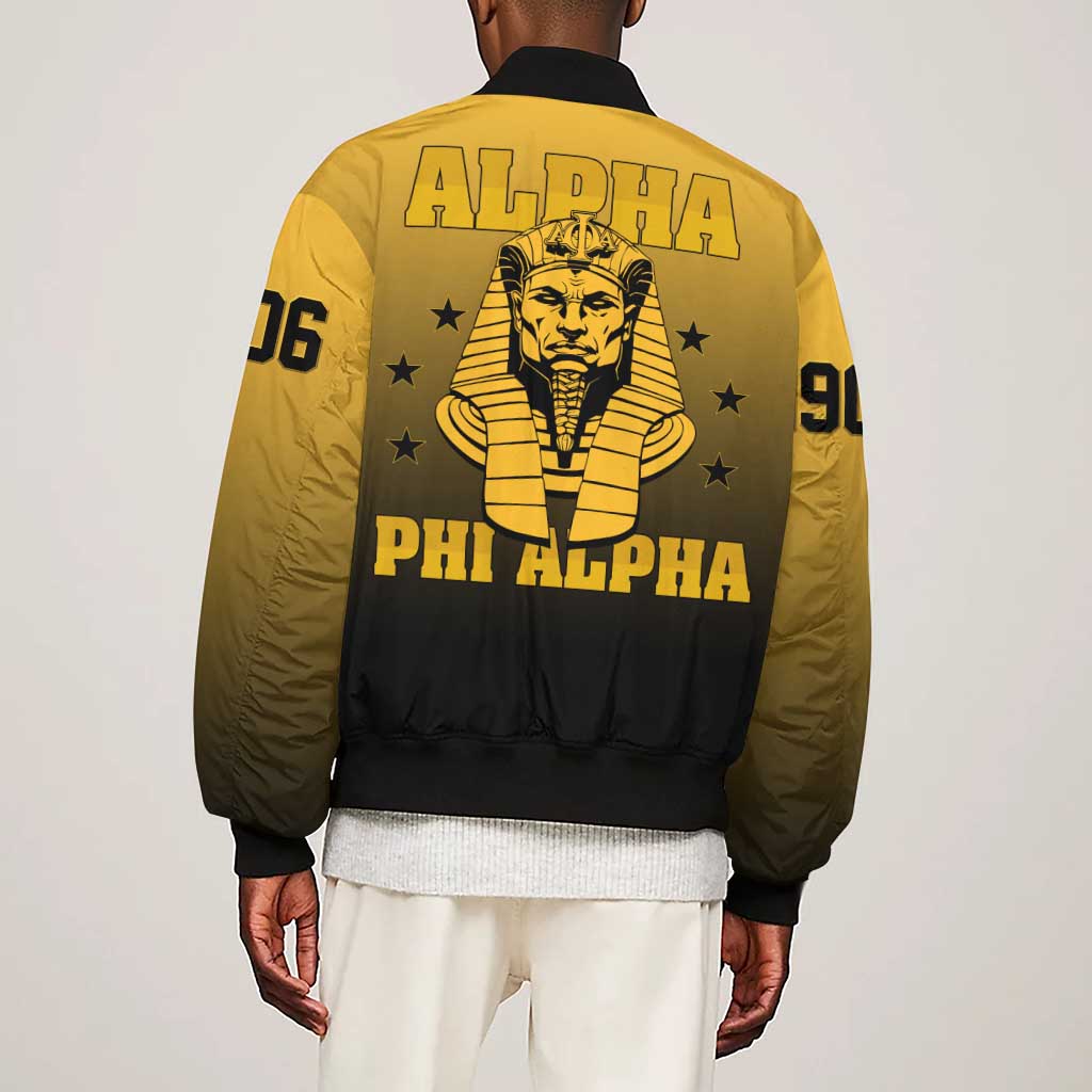 Alpha Phi Alpha Fraternity Gradient Sleeve Zip Bomber Jacket Premium Greek Letter
