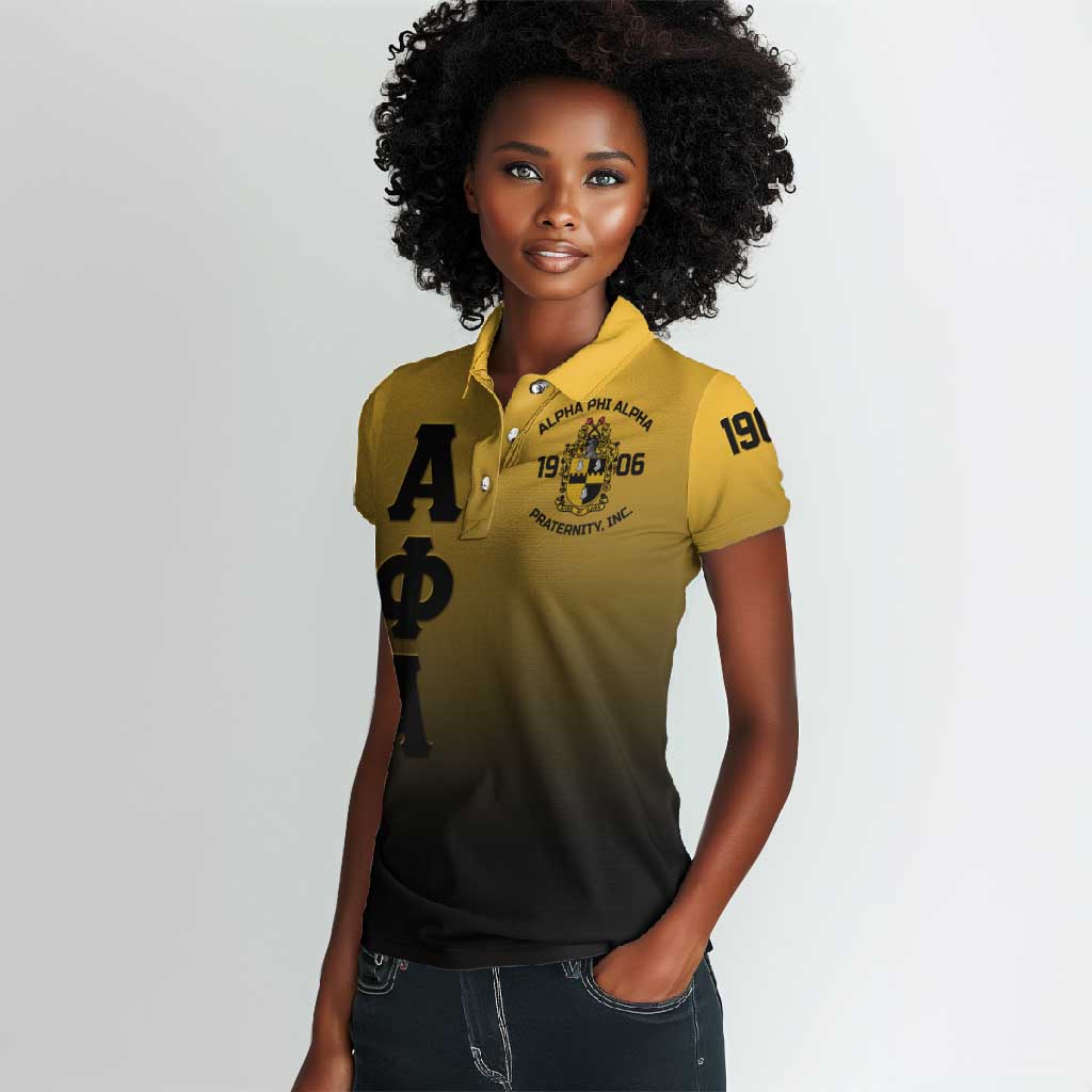 Alpha Phi Alpha Fraternity Gradient Women Polo Shirt Premium Greek Letter