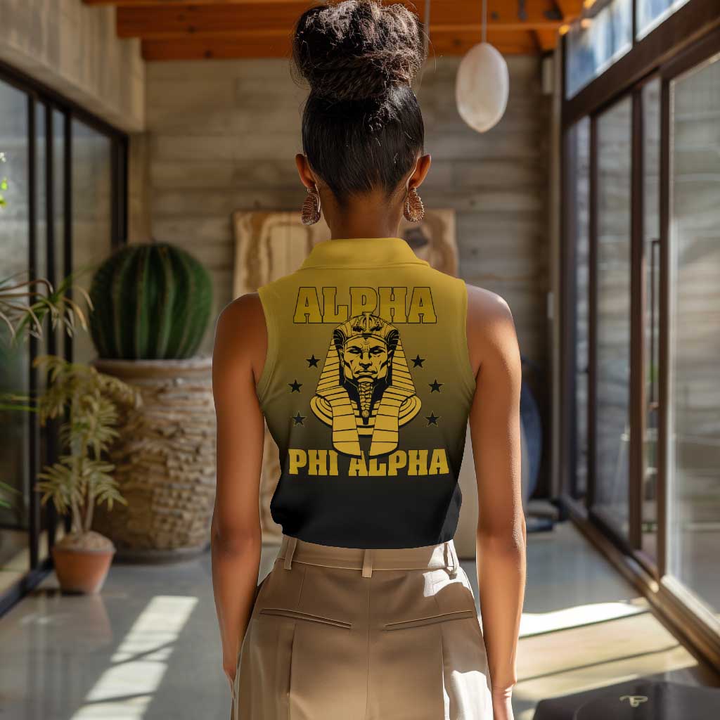 Alpha Phi Alpha Fraternity Gradient Women Sleeveless Polo Shirt Premium Greek Letter