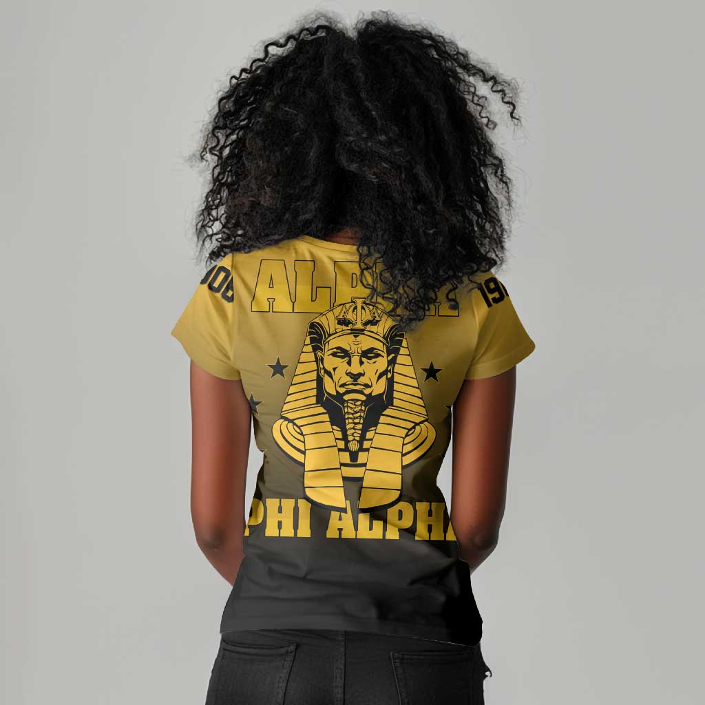 Alpha Phi Alpha Fraternity Gradient Women V-Neck T-Shirt Premium Greek Letter