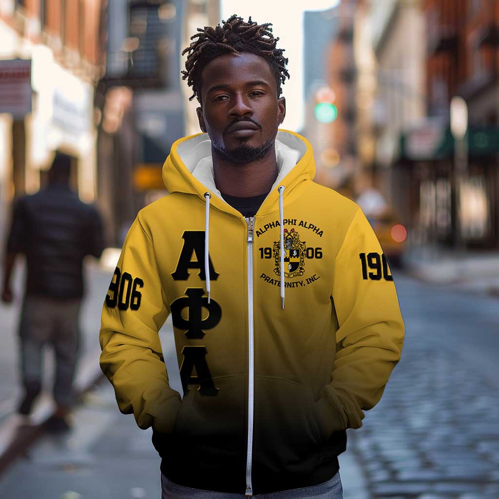 Alpha Phi Alpha Fraternity Gradient Zip Hoodie Premium Greek Letter