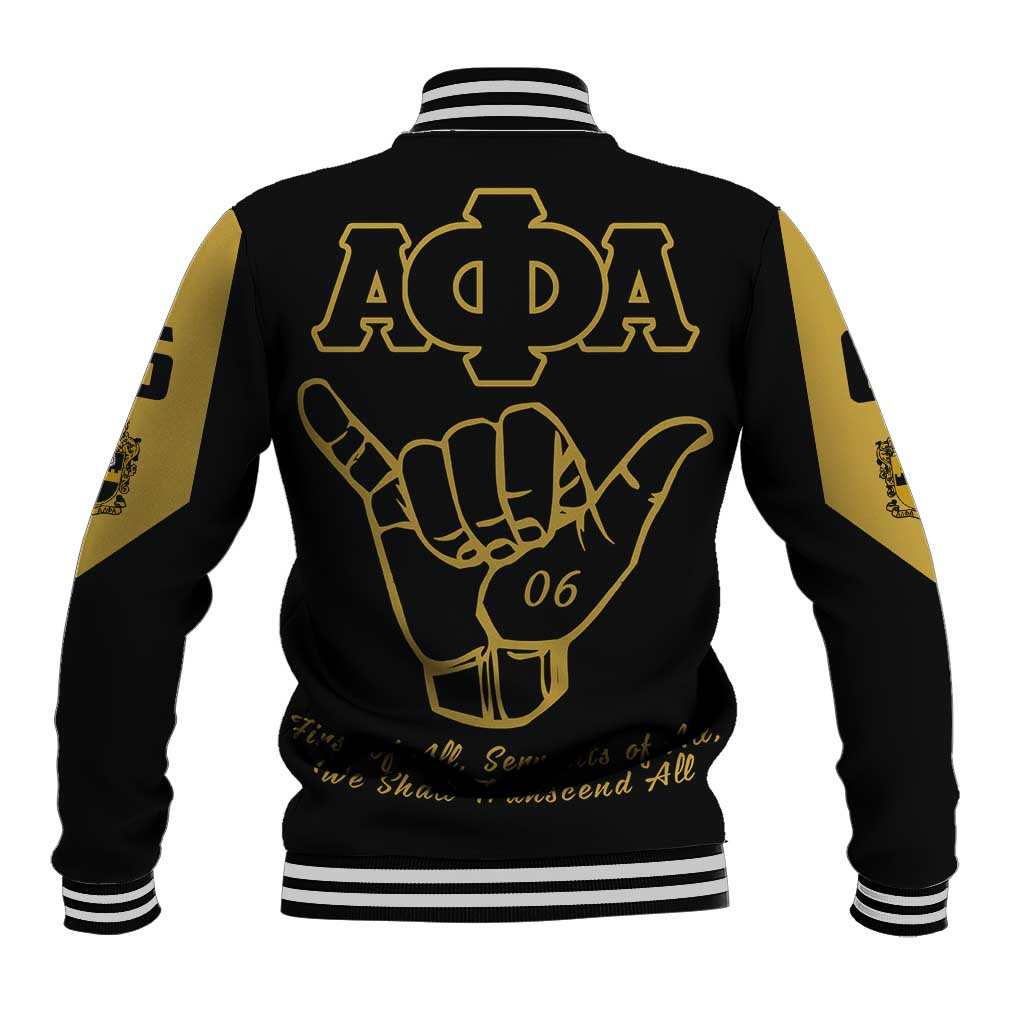 Lpha Phi Alpha Fraternity Baseball Jacket Reat Sphinx Design & Hand Sign