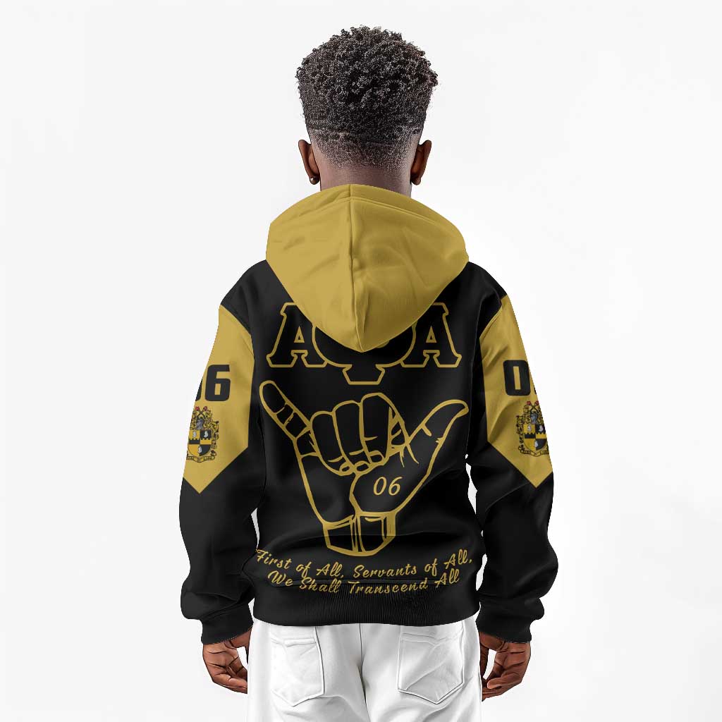 Lpha Phi Alpha Fraternity Kid Hoodie Reat Sphinx Design & Hand Sign