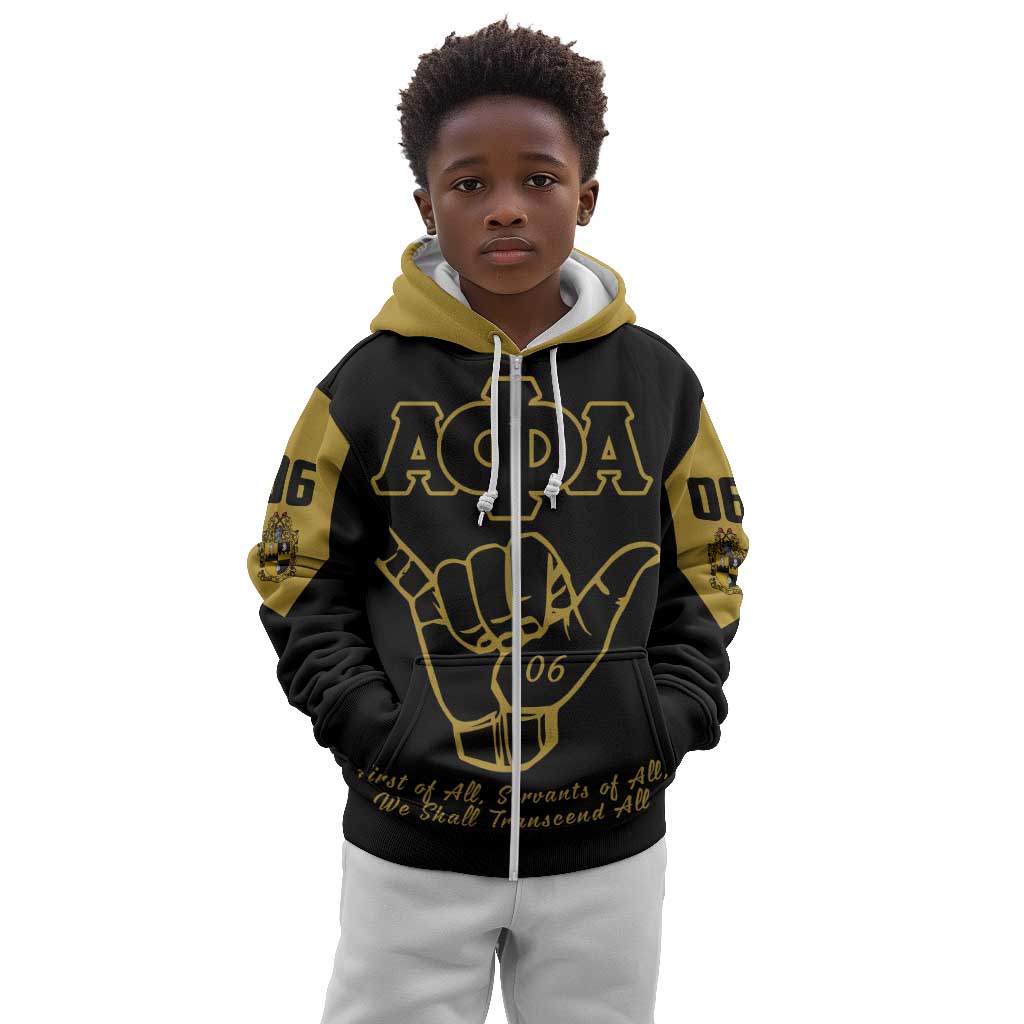 Lpha Phi Alpha Fraternity Kid Hoodie Reat Sphinx Design & Hand Sign DT01