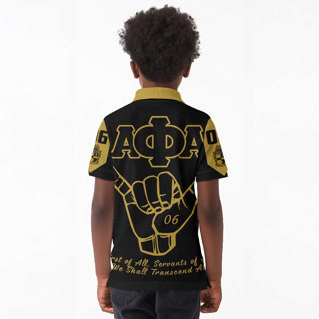 Lpha Phi Alpha Fraternity Kid Polo Shirt Reat Sphinx Design & Hand Sign