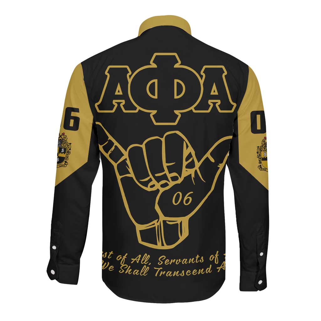 Lpha Phi Alpha Fraternity Long Sleeve Button Shirt Reat Sphinx Design & Hand Sign