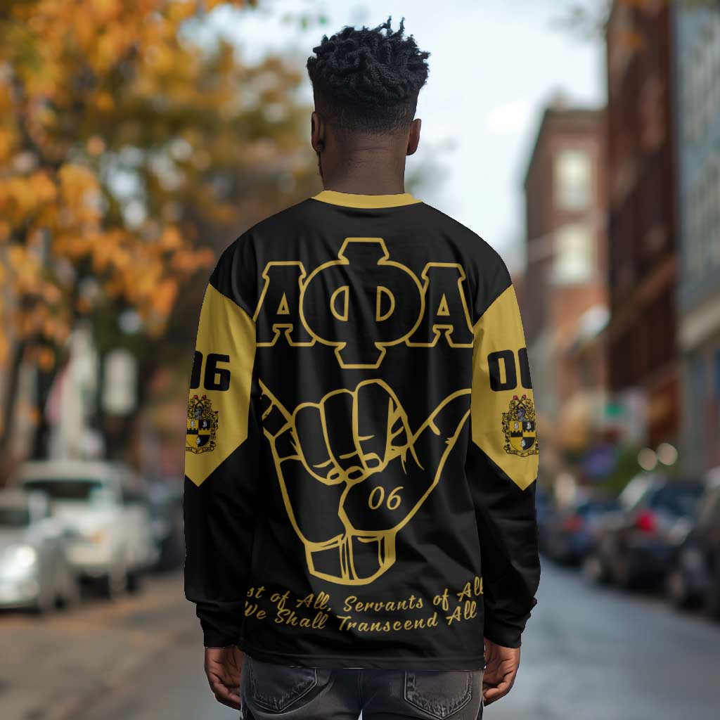 Lpha Phi Alpha Fraternity Long Sleeve Shirt Reat Sphinx Design & Hand Sign