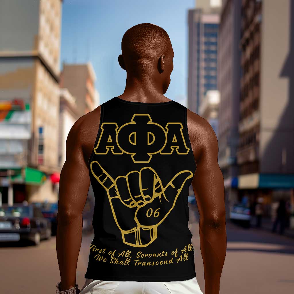 Lpha Phi Alpha Fraternity Men Tank Top Reat Sphinx Design & Hand Sign