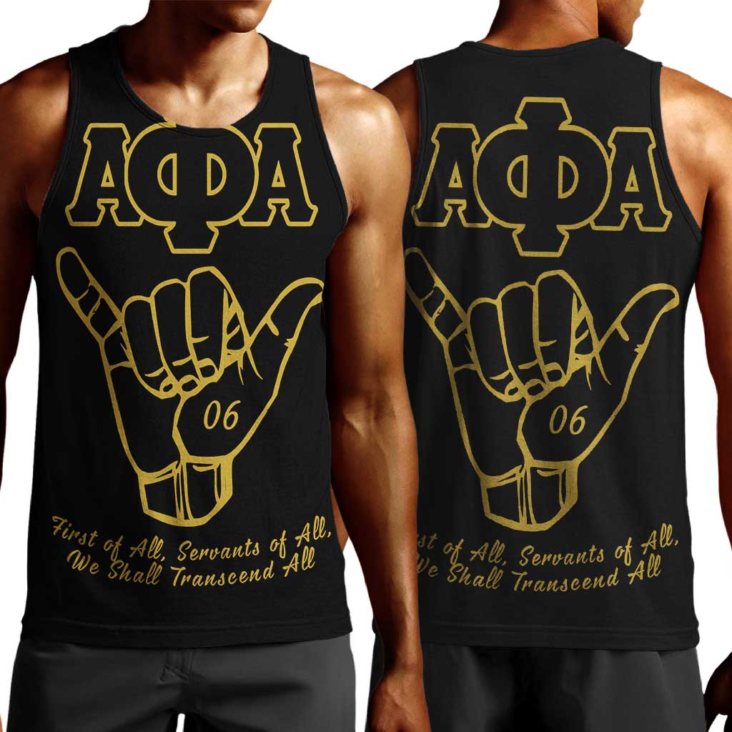 Lpha Phi Alpha Fraternity Men Tank Top Reat Sphinx Design & Hand Sign