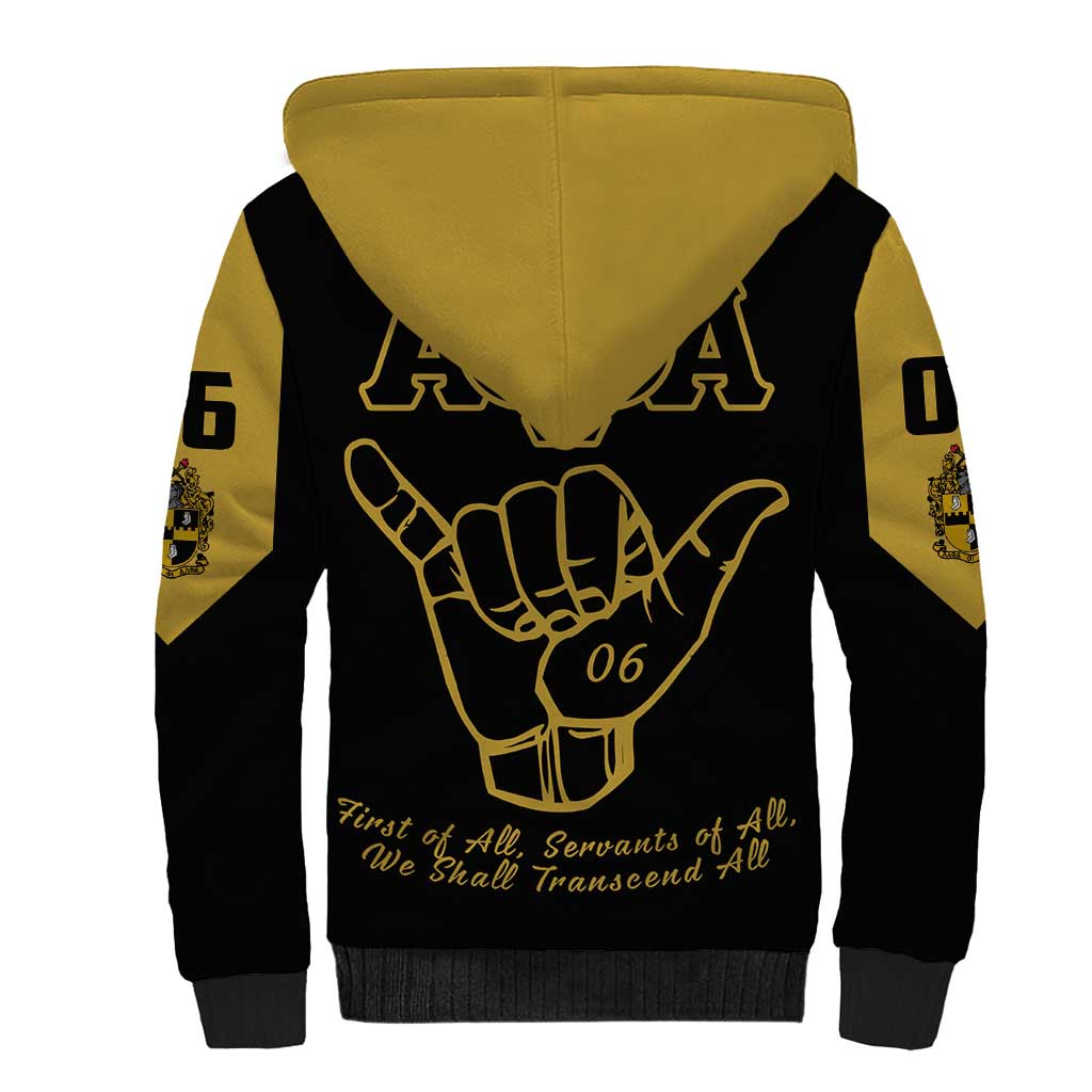 Lpha Phi Alpha Fraternity Sherpa Hoodie Reat Sphinx Design & Hand Sign