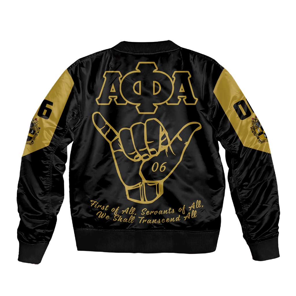 Lpha Phi Alpha Fraternity Sleeve Zip Bomber Jacket Reat Sphinx Design & Hand Sign