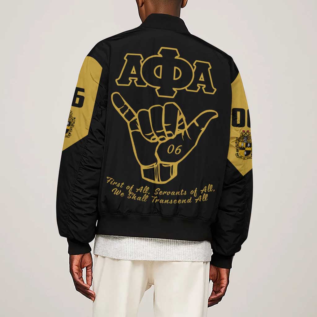 Lpha Phi Alpha Fraternity Sleeve Zip Bomber Jacket Reat Sphinx Design & Hand Sign