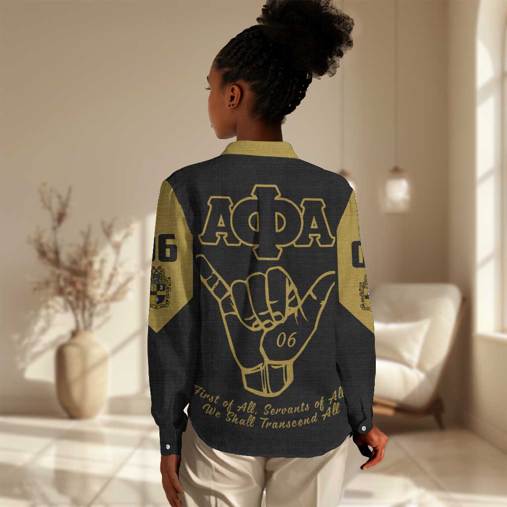 Lpha Phi Alpha Fraternity Women Casual Shirt Reat Sphinx Design & Hand Sign