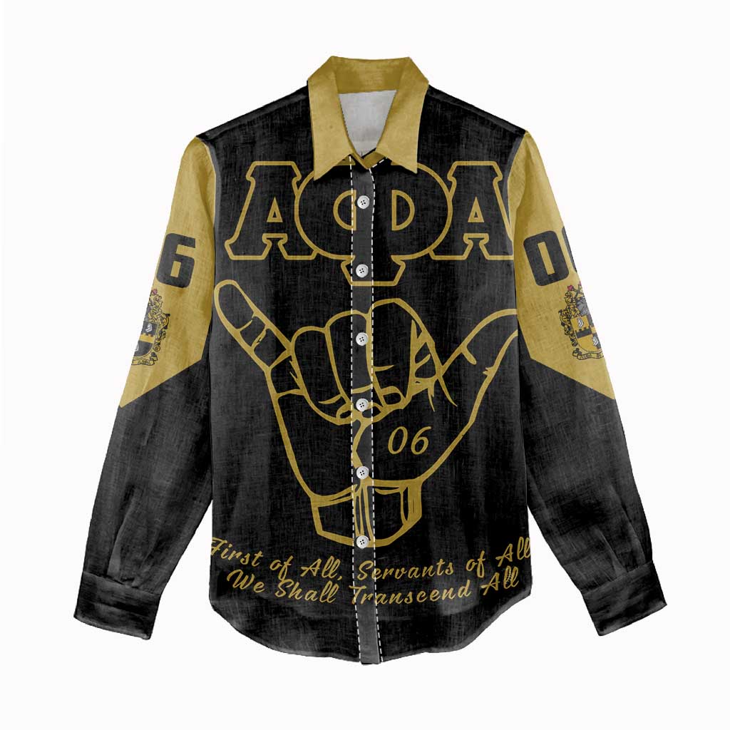 Lpha Phi Alpha Fraternity Women Casual Shirt Reat Sphinx Design & Hand Sign