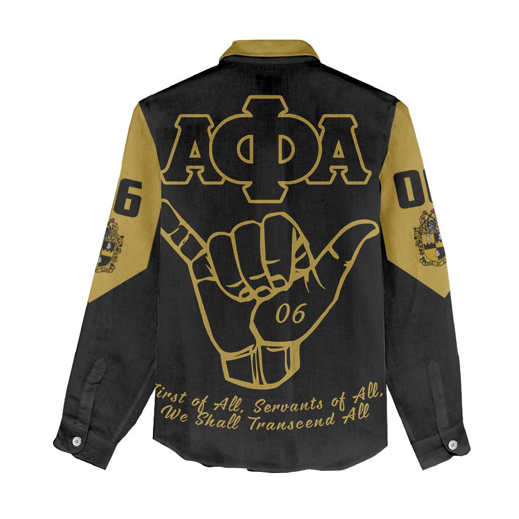 Lpha Phi Alpha Fraternity Women Casual Shirt Reat Sphinx Design & Hand Sign