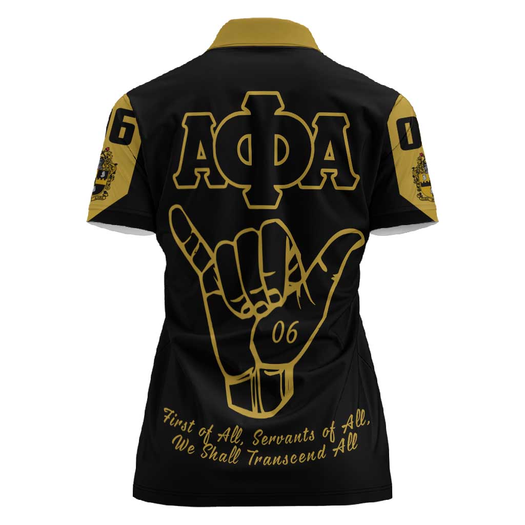 Lpha Phi Alpha Fraternity Women Polo Shirt Reat Sphinx Design & Hand Sign