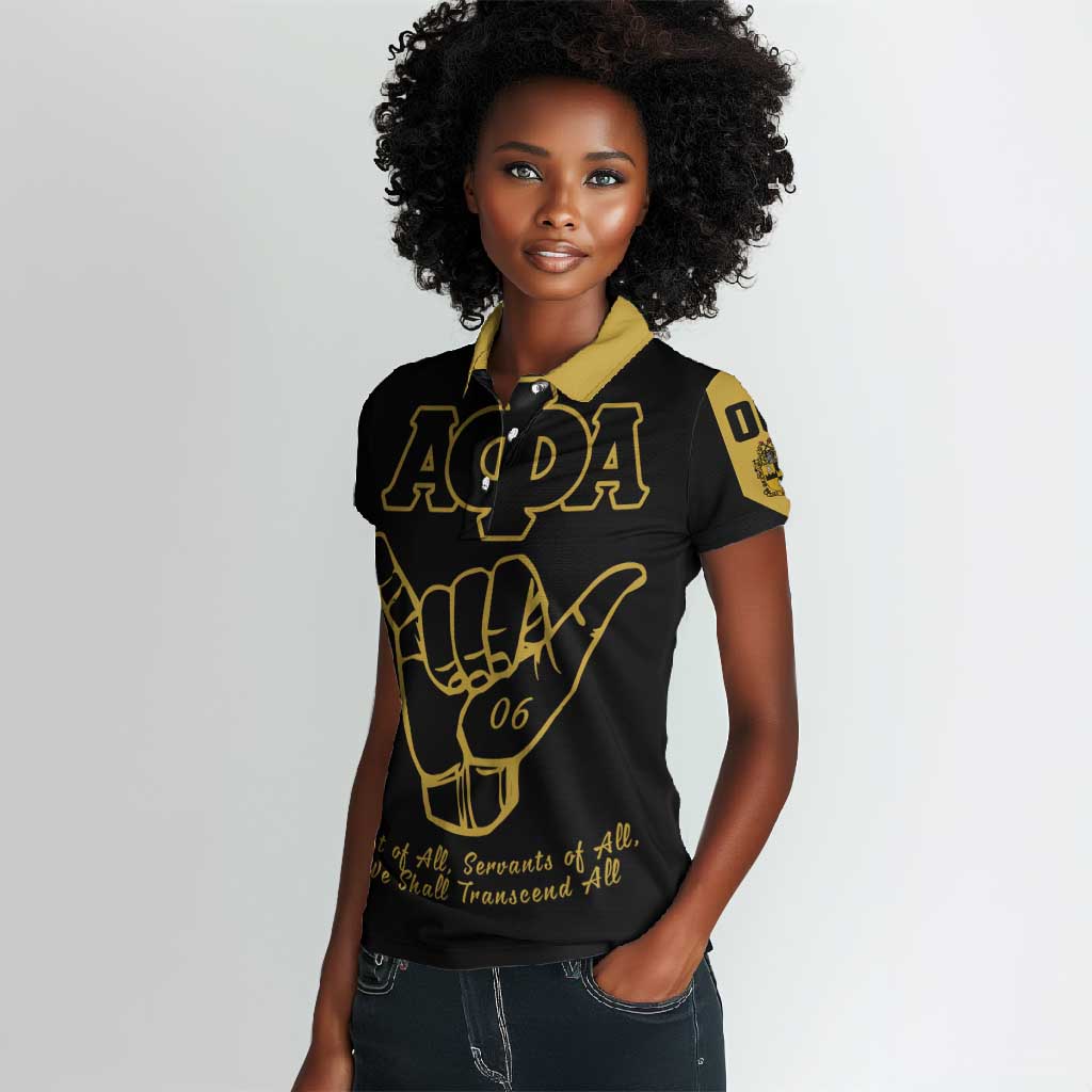 Lpha Phi Alpha Fraternity Women Polo Shirt Reat Sphinx Design & Hand Sign