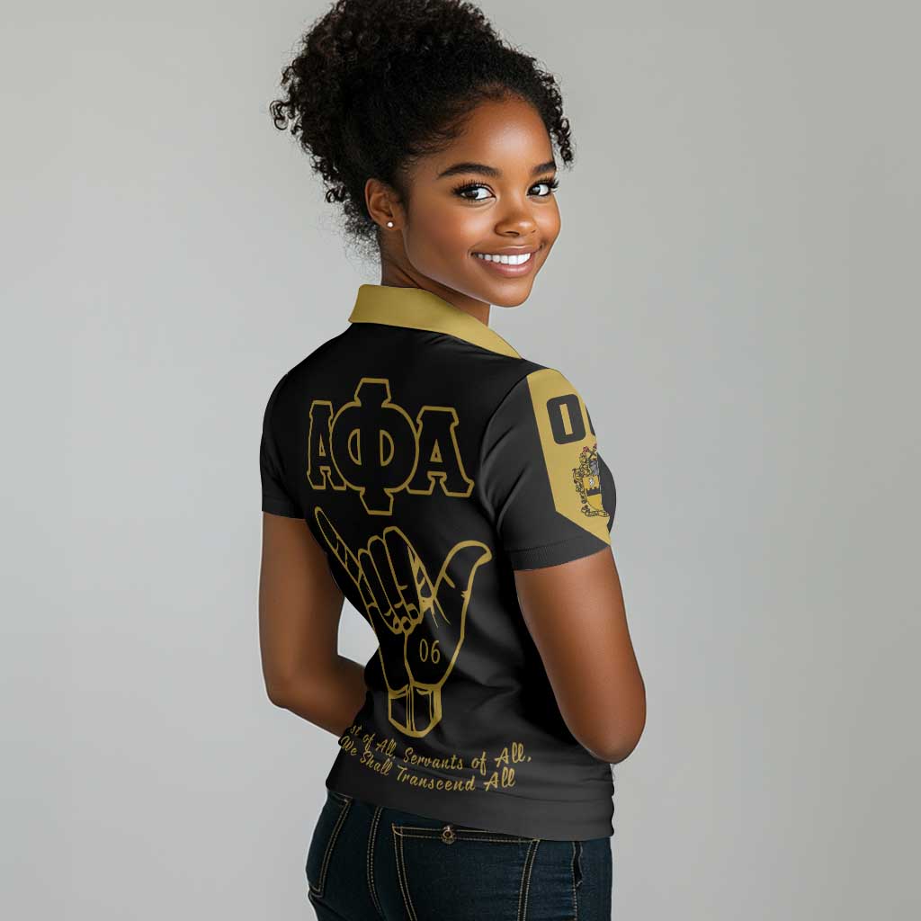 Lpha Phi Alpha Fraternity Women Polo Shirt Reat Sphinx Design & Hand Sign