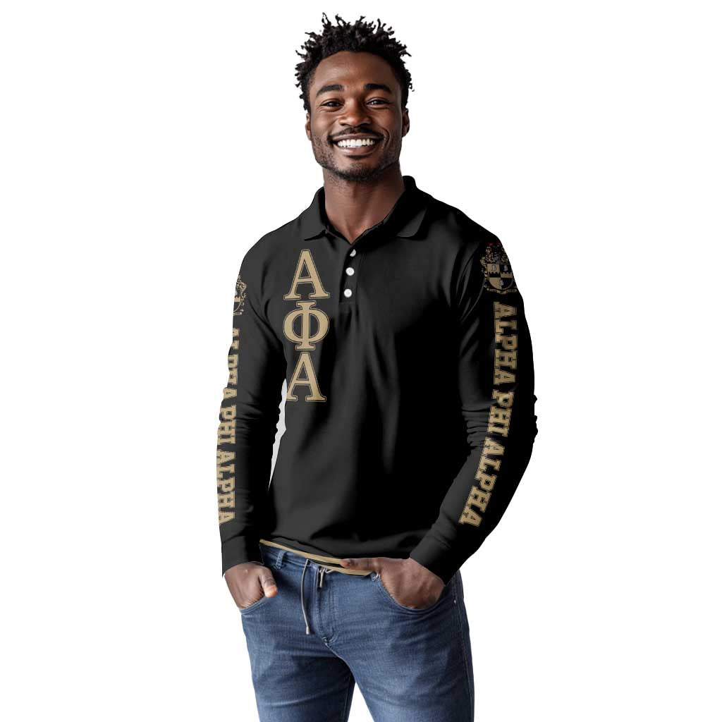 Alpha Phi Alpha Sphinx Long Sleeve Polo Shirt Manly Deeds, Fraternity Pride