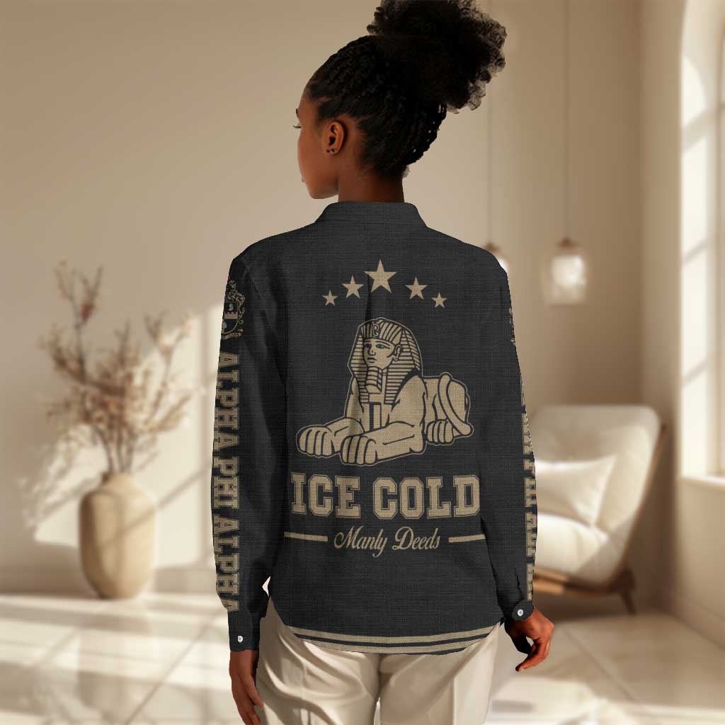 Alpha Phi Alpha Sphinx Women Casual Shirt Manly Deeds, Fraternity Pride