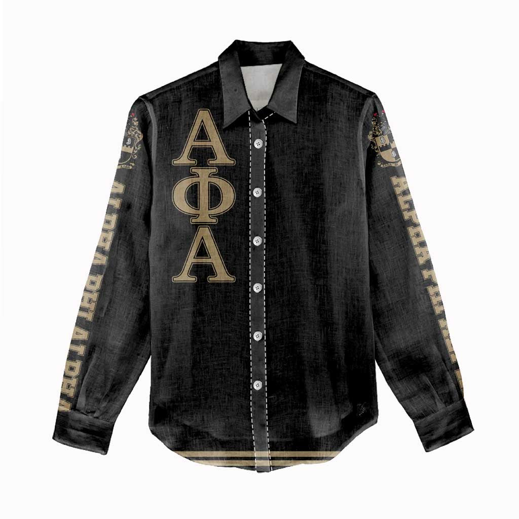 Alpha Phi Alpha Sphinx Women Casual Shirt Manly Deeds, Fraternity Pride