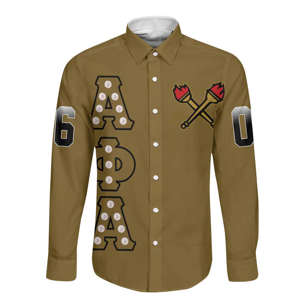Tylish Alpha Phi Alpha Crystal Long Sleeve Button Shirt Classic Fraternity