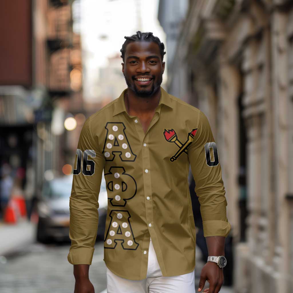 Tylish Alpha Phi Alpha Crystal Long Sleeve Button Shirt Classic Fraternity