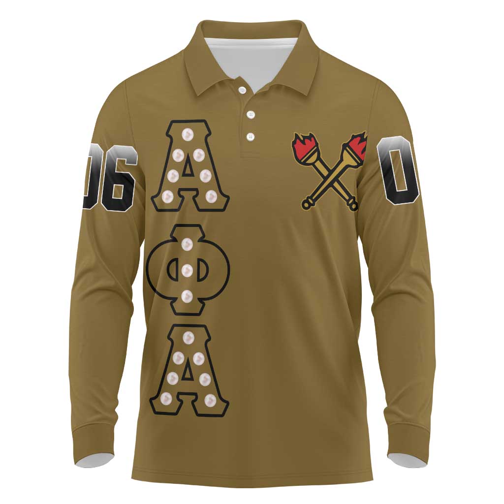 Tylish Alpha Phi Alpha Crystal Long Sleeve Polo Shirt Classic Fraternity