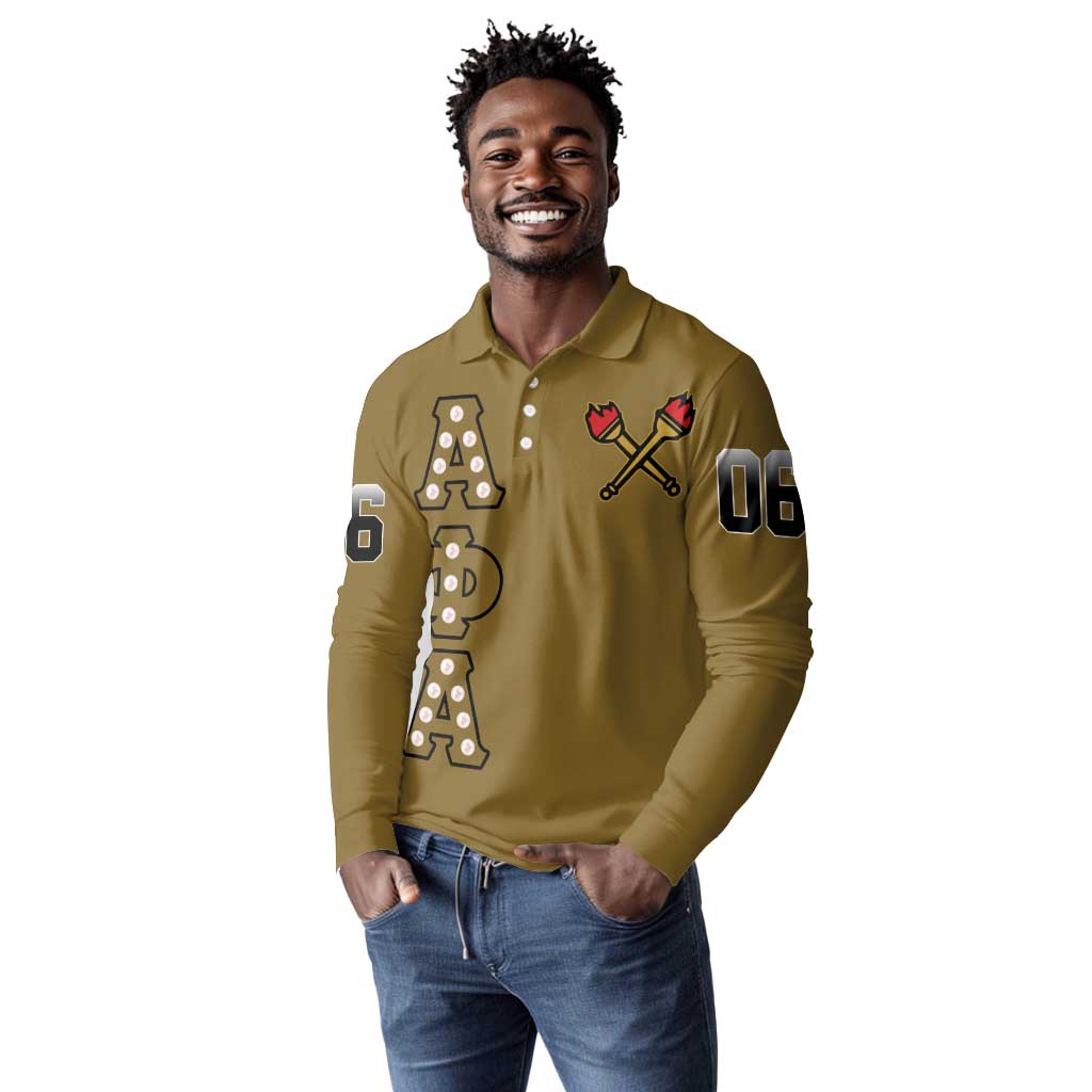 Tylish Alpha Phi Alpha Crystal Long Sleeve Polo Shirt Classic Fraternity