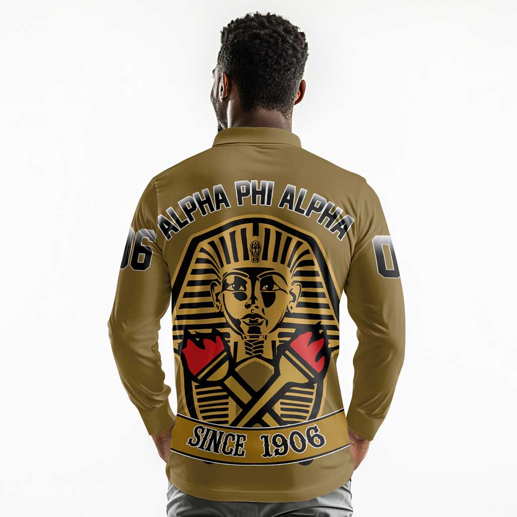Tylish Alpha Phi Alpha Crystal Long Sleeve Polo Shirt Classic Fraternity