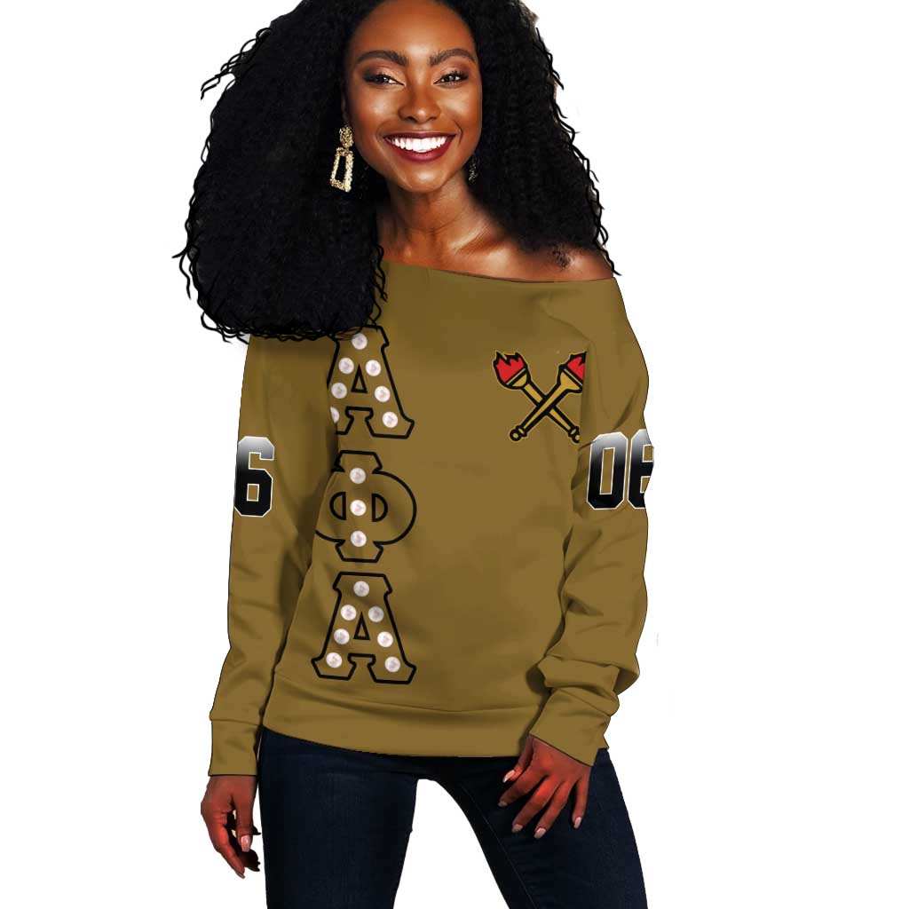 Tylish Alpha Phi Alpha Crystal Off Shoulder Sweater Classic Fraternity
