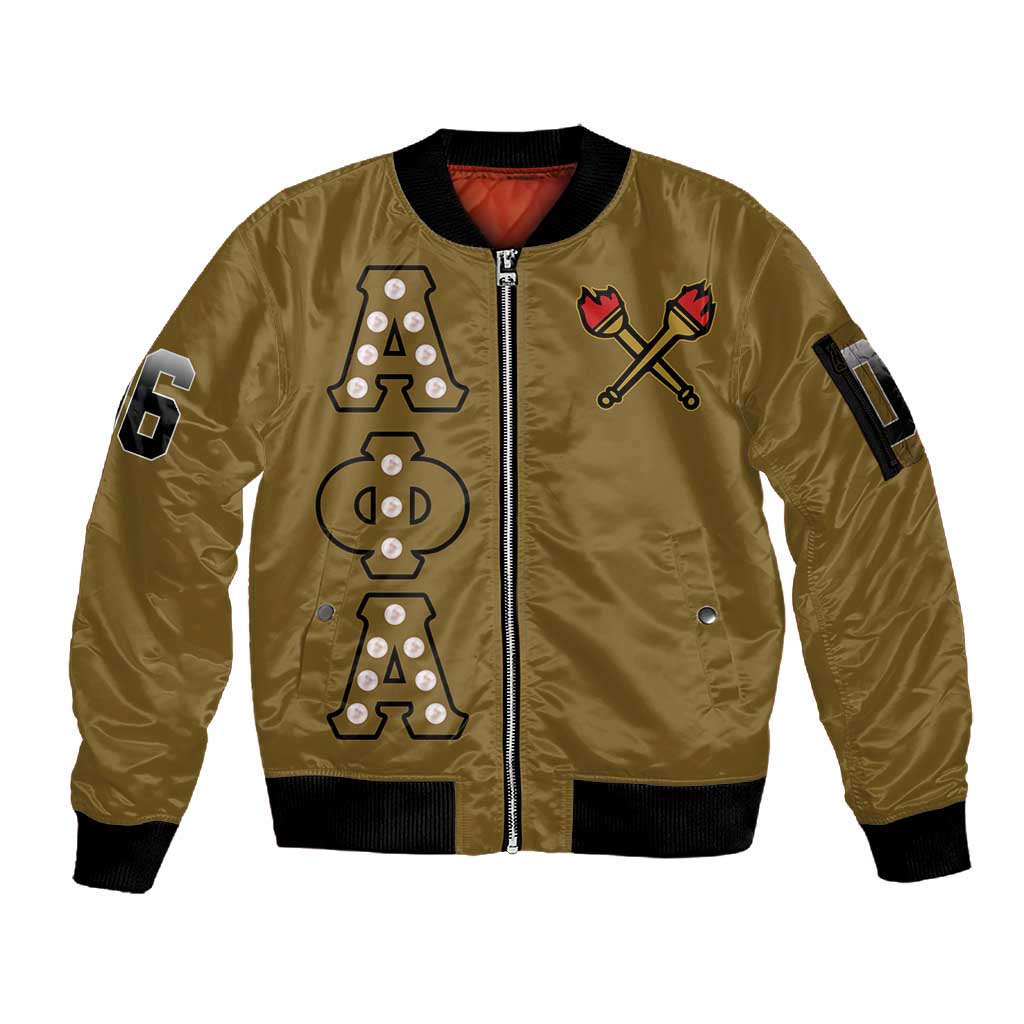 Tylish Alpha Phi Alpha Crystal Sleeve Zip Bomber Jacket Classic Fraternity