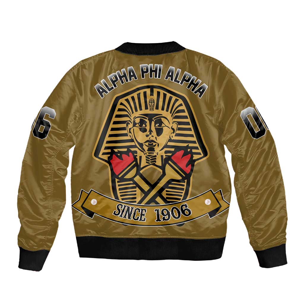 Tylish Alpha Phi Alpha Crystal Sleeve Zip Bomber Jacket Classic Fraternity