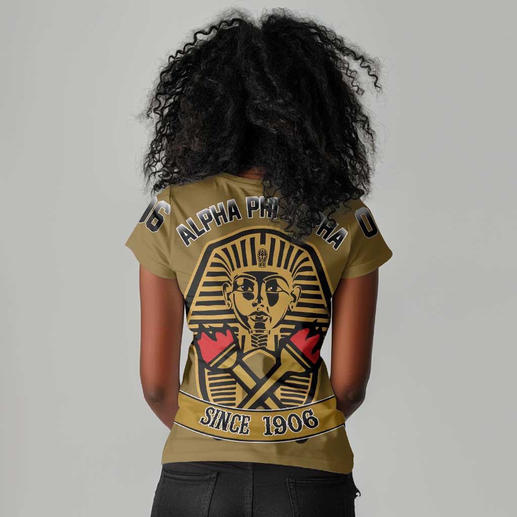 Tylish Alpha Phi Alpha Crystal Women V-Neck T-Shirt Classic Fraternity